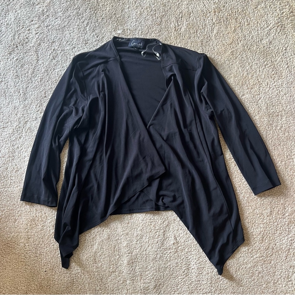 Connected Apparel Cozy Black Open Front Cardigan Size Large